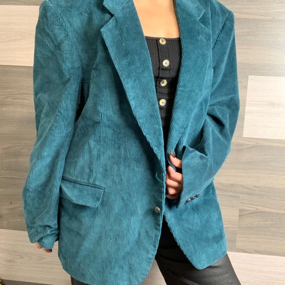 Oversized Corduroy Turquoise Blazer - Picture 3 of 6